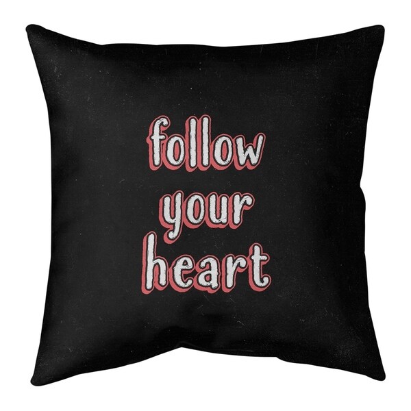 Quotes Follow Your Heart Quote Chalkboard Style Pillow-Spun Polyester
