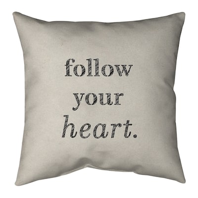 Quotes Handwritten Follow Your Heart Quote Pillow-Spun Polyester