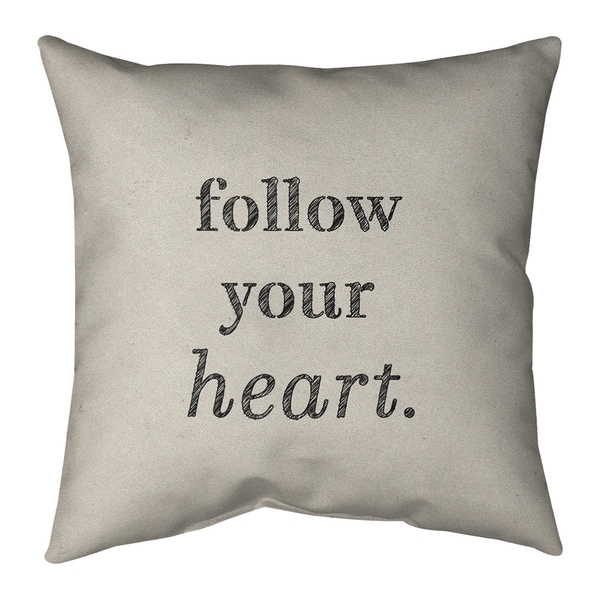 Quotes Handwritten Follow Your Heart Quote Pillow (w/Rmv Insert)-Spun Poly