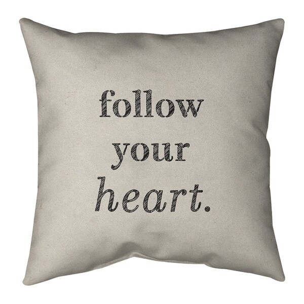 Quotes Handwritten Follow Your Heart Quote Pillow (Indoor/Outdoor)