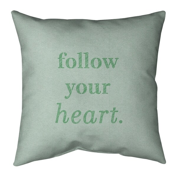 Quotes Handwritten Follow Your Heart Quote Pillow (w/Rmv Insert)-Spun Poly