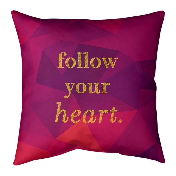 Quotes Faux Gemstone Follow Your Heart Quote Pillow-Faux Suede