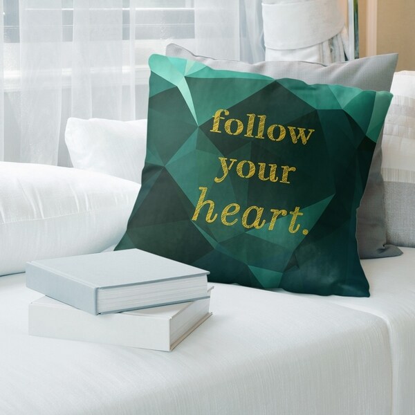 Quotes Faux Gemstone Follow Your Heart Quote Pillow (Indoor/Outdoor)