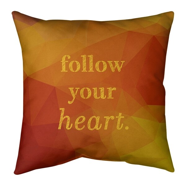 Quotes Faux Gemstone Follow Your Heart Quote Pillow-Cotton Twill