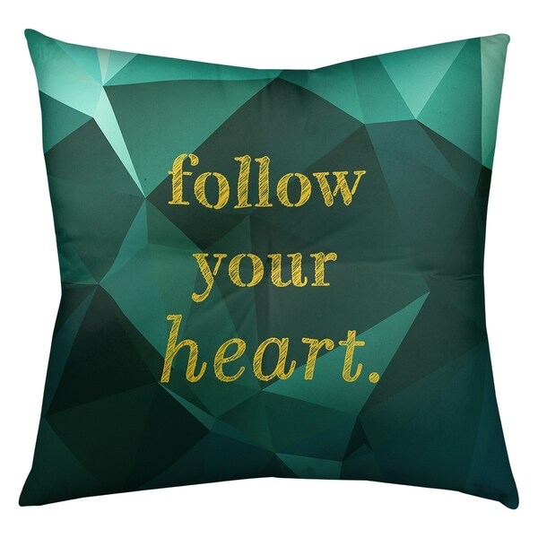 Quotes Faux Gemstone Follow Your Heart Quote Floor Pillow - Square Tufted