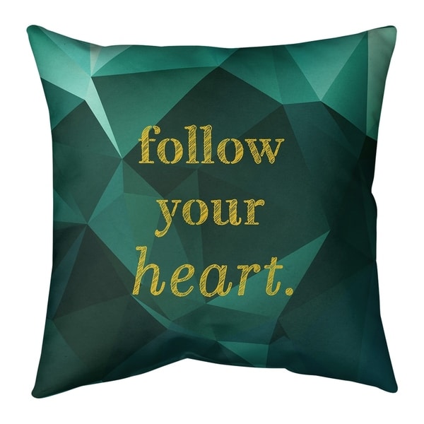 Quotes Faux Gemstone Follow Your Heart Quote Pillow-Cotton Twill