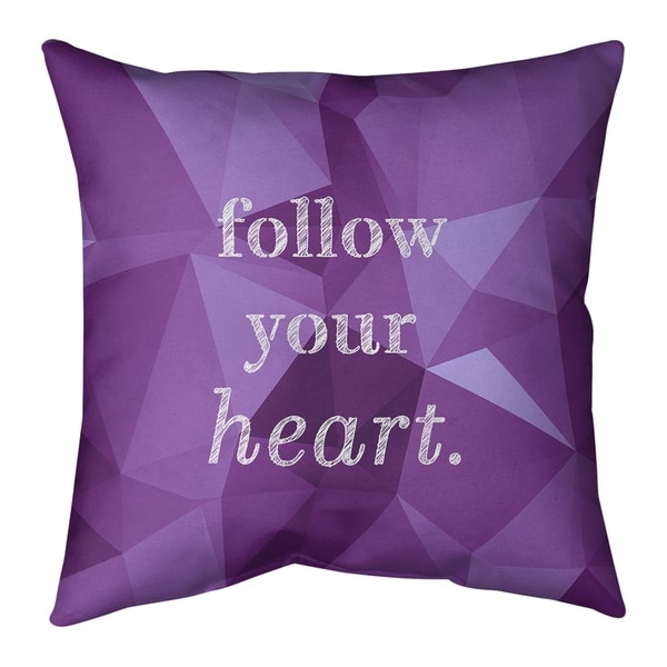 Quotes Faux Gemstone Follow Your Heart Quote Pillow (Indoor/Outdoor)