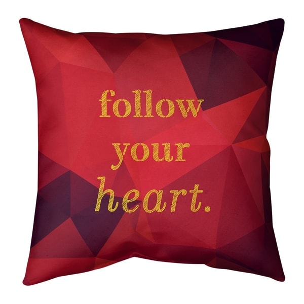 Quotes Faux Gemstone Follow Your Heart Quote Pillow-Spun Polyester