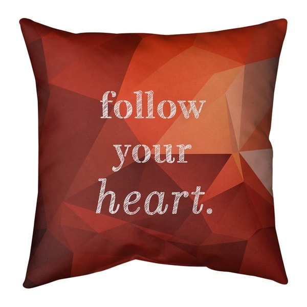 Quotes Faux Gemstone Follow Your Heart Quote Pillow (w/Rmv Insert)-Spun Poly