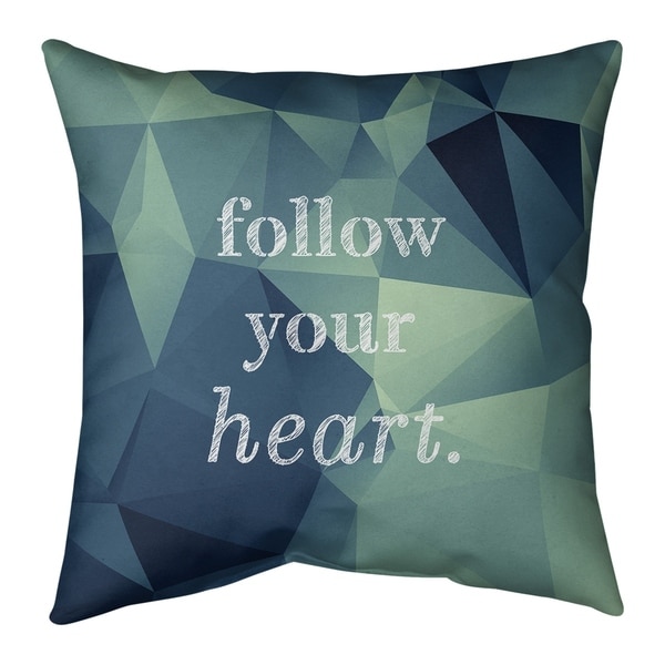 Quotes Faux Gemstone Follow Your Heart Quote Pillow-Faux Suede
