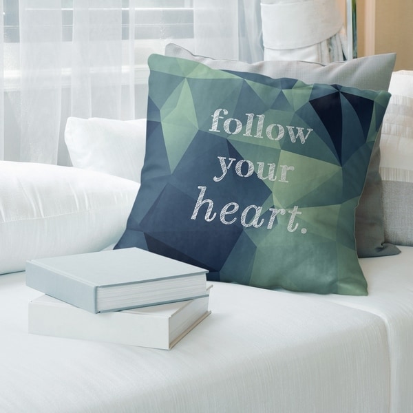 Quotes Faux Gemstone Follow Your Heart Quote Pillow (Indoor/Outdoor)