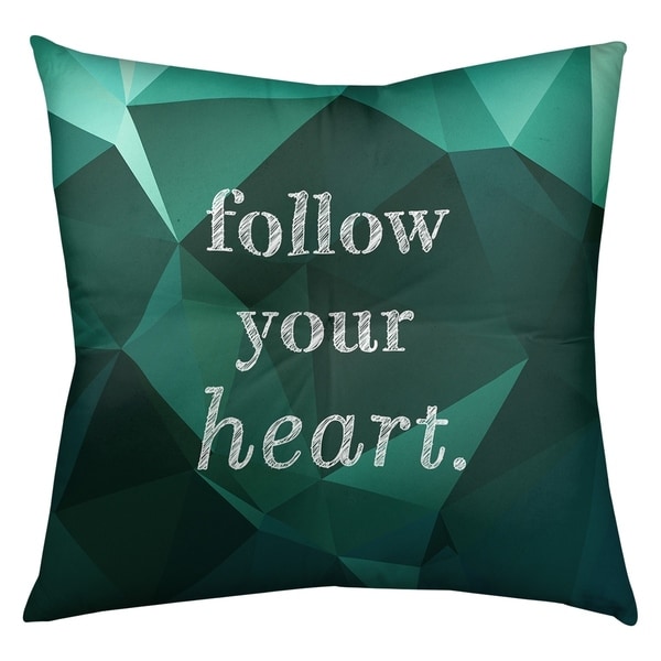 Quotes Faux Gemstone Follow Your Heart Quote Floor Pillow - Square Tufted