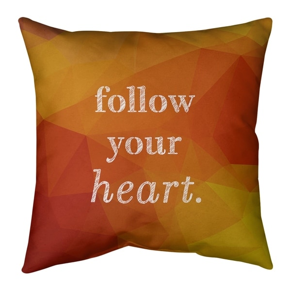 Quotes Faux Gemstone Follow Your Heart Quote Pillow-Cotton Twill