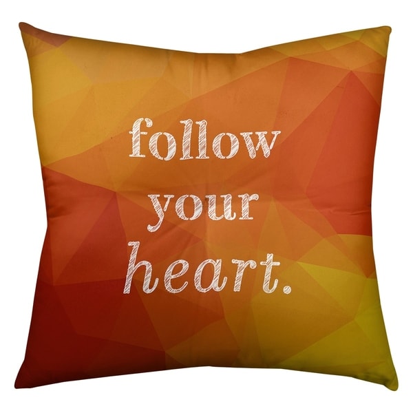 Quotes Faux Gemstone Follow Your Heart Quote Floor Pillow - Square Tufted