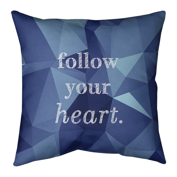 Quotes Faux Gemstone Follow Your Heart Quote Pillow (Indoor/Outdoor)