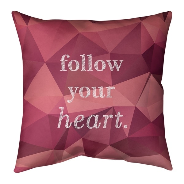 Quotes Faux Gemstone Follow Your Heart Quote Pillow-Cotton Twill