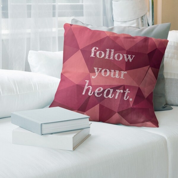 Quotes Faux Gemstone Follow Your Heart Quote Pillow (w/Rmv Insert)-Spun Poly