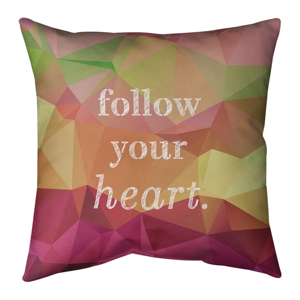 Quotes Faux Gemstone Follow Your Heart Quote Pillow (w/Rmv Insert)-Spun Poly