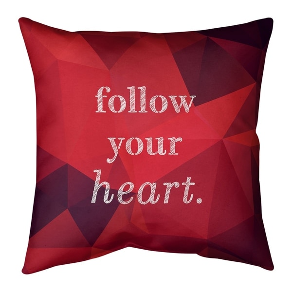 Quotes Faux Gemstone Follow Your Heart Quote Pillow (w/Rmv Insert)-Spun Poly