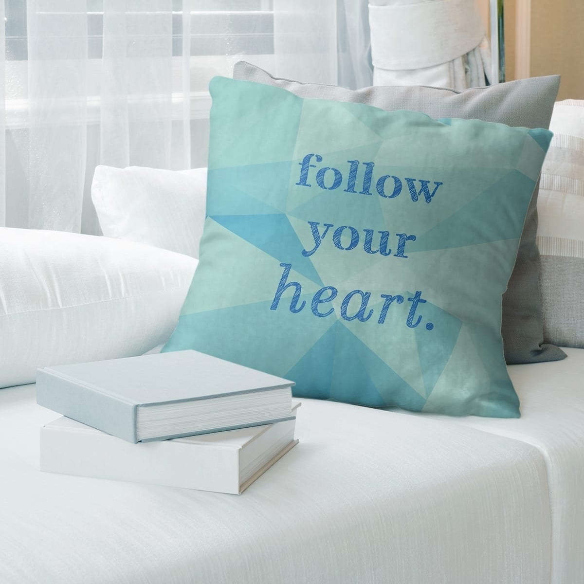 Quotes Faux Gemstone Follow Your Heart Quote Pillow-Cotton Twill - Bed ...