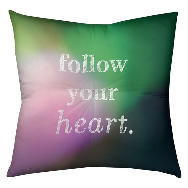 Quotes Multicolor Background Follow Your Heart Quote Floor Pillow - Square Tufted