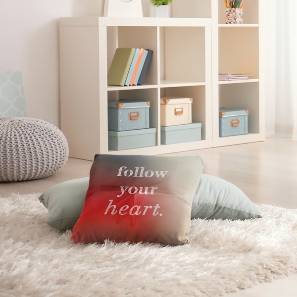 Quotes Multicolor Background Follow Your Heart Quote Floor Pillow - Square Tufted