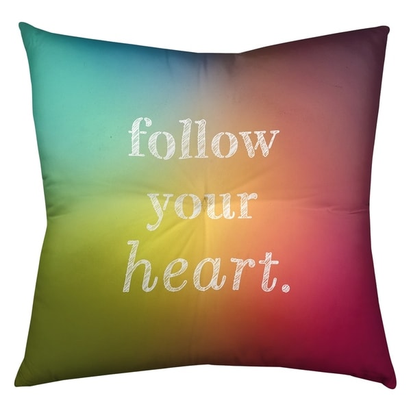 Quotes Multicolor Background Follow Your Heart Quote Floor Pillow - Square Tufted