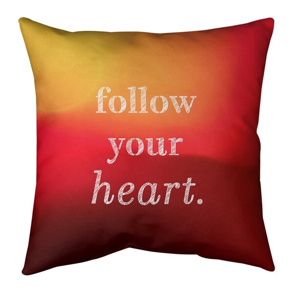 Quotes Multicolor Background Follow Your Heart Quote Pillow (w/Rmv Insert)-Spun Poly