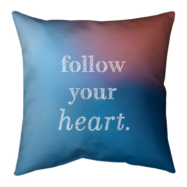 Quotes Multicolor Background Follow Your Heart Quote Pillow (w/Rmv Insert)-Spun Poly