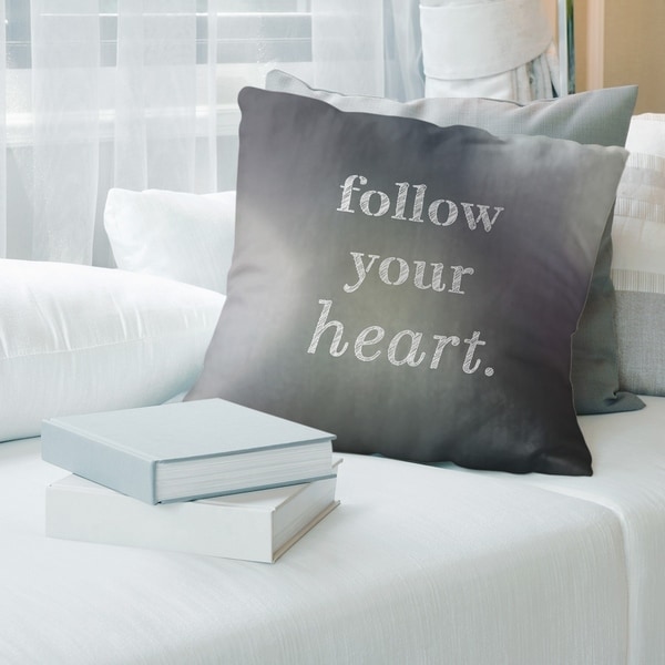 Quotes Multicolor Background Follow Your Heart Quote Pillow-Faux Linen