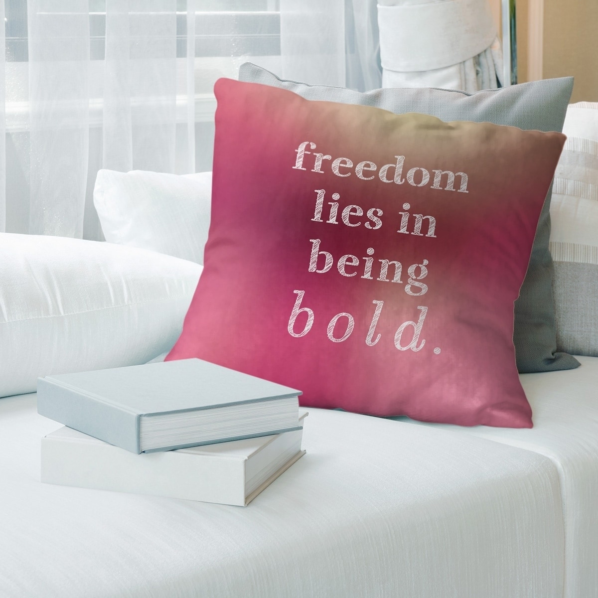 Quotes Multicolor Background Be Bold Inspirational Quote Pillow Indoor Outdoor