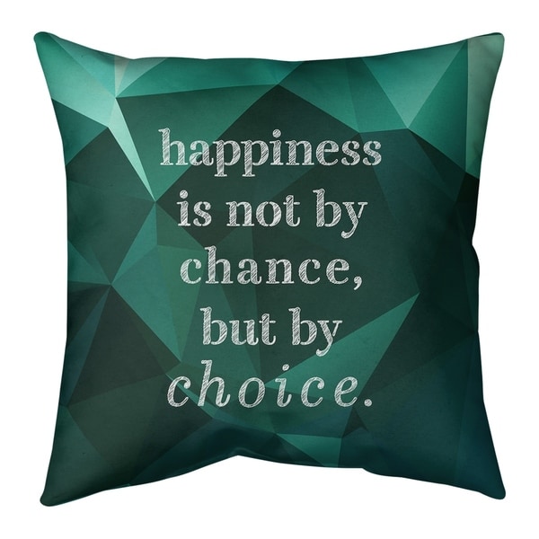 Quotes Faux Gemstone Happiness Inspirational Quote Pillow-Spun Polyester