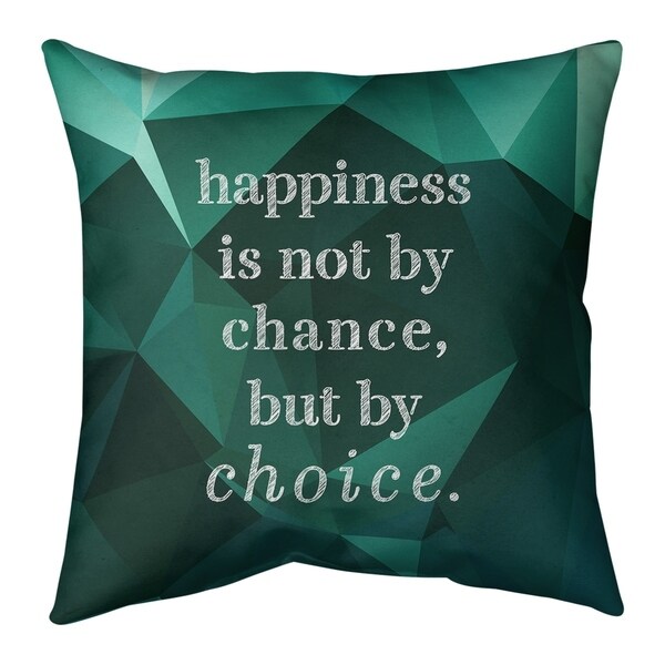 Quotes Faux Gemstone Happiness Inspirational Quote Pillow (Indoor/Outdoor)
