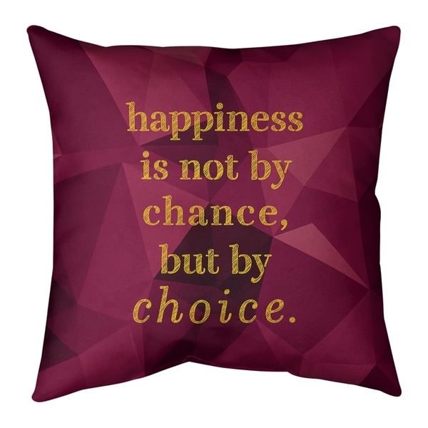 Quotes Faux Gemstone Happiness Inspirational Quote Pillow (Indoor/Outdoor)