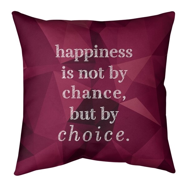 Quotes Faux Gemstone Happiness Inspirational Quote Pillow (Indoor/Outdoor)