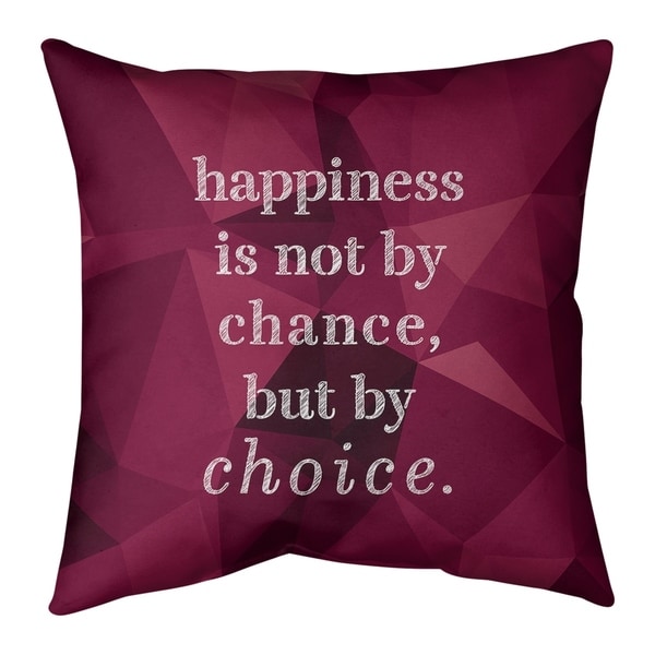 Quotes Faux Gemstone Happiness Inspirational Quote Pillow (w/Rmv Insert)-Spun Poly