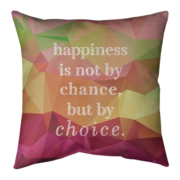 Quotes Faux Gemstone Happiness Inspirational Quote Pillow (w/Rmv Insert)-Spun Poly