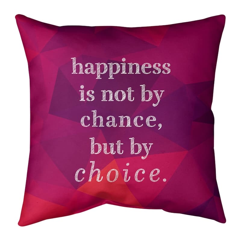 Quotes Faux Gemstone Happiness Inspirational Quote Pillow (w Rmv Insert 