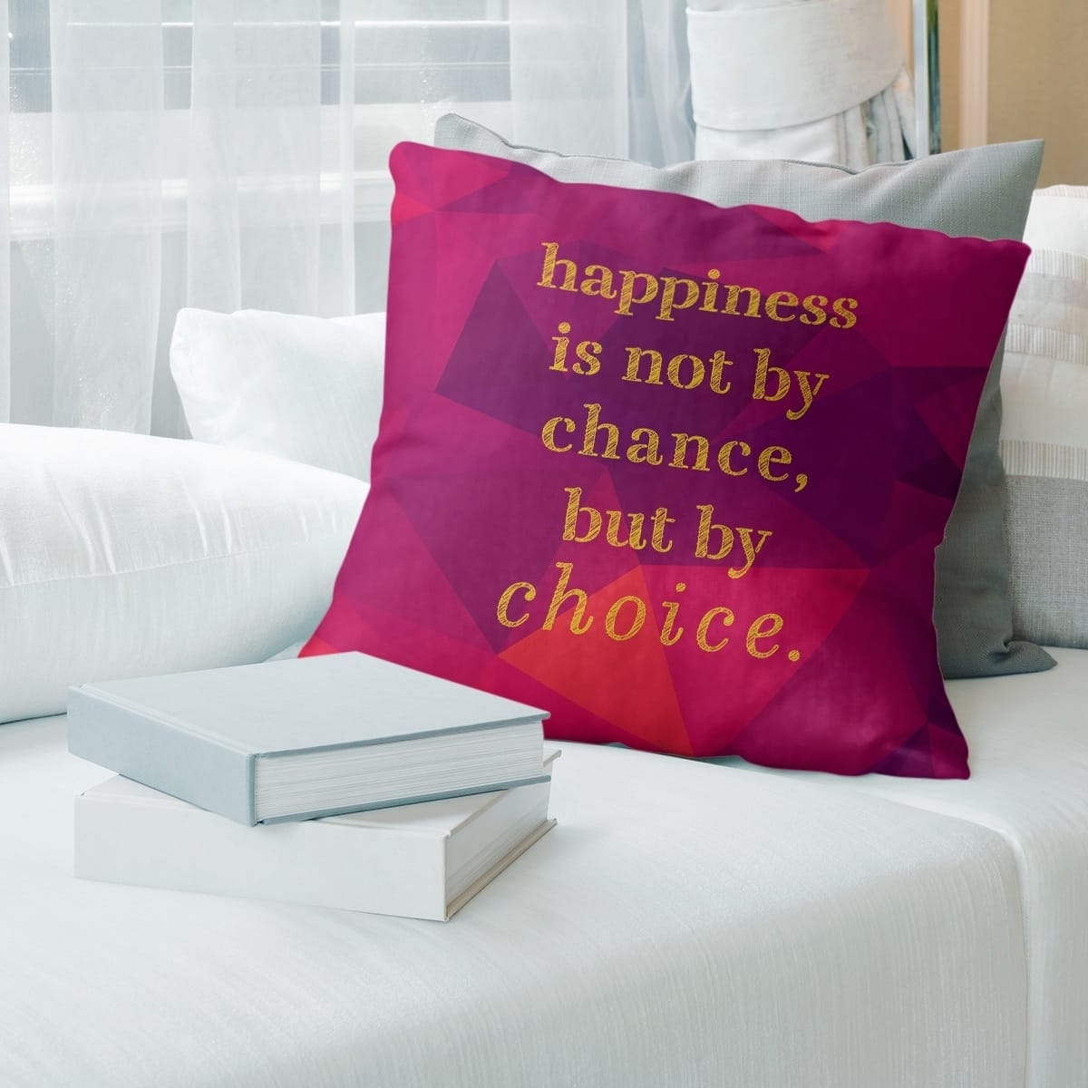 Quotes Faux Gemstone Happiness Inspirational Quote Pillow-Faux Suede ...