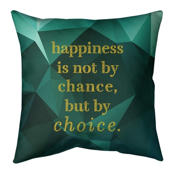 Quotes Faux Gemstone Happiness Inspirational Quote Pillow (Indoor/Outdoor)