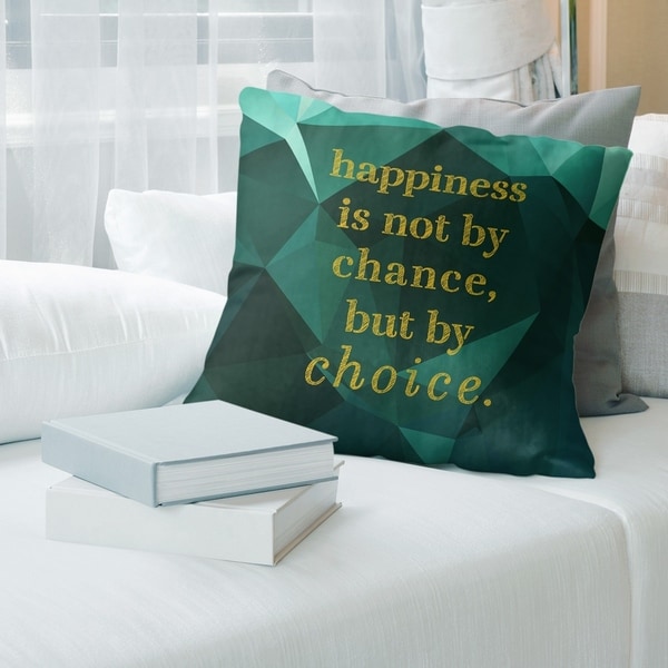 Quotes Faux Gemstone Happiness Inspirational Quote Pillow-Faux Linen
