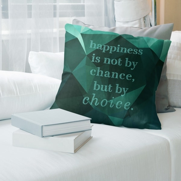 Quotes Faux Gemstone Happiness Inspirational Quote Pillow (w/Rmv Insert)-Spun Poly