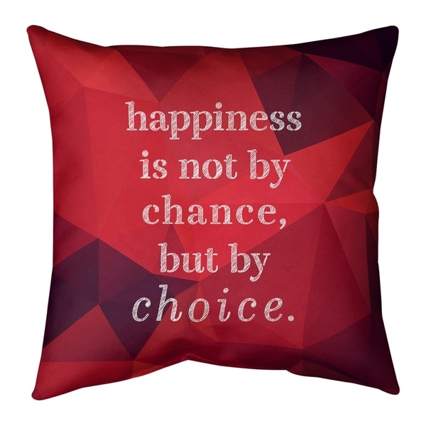 Quotes Faux Gemstone Happiness Inspirational Quote Pillow (Indoor/Outdoor)