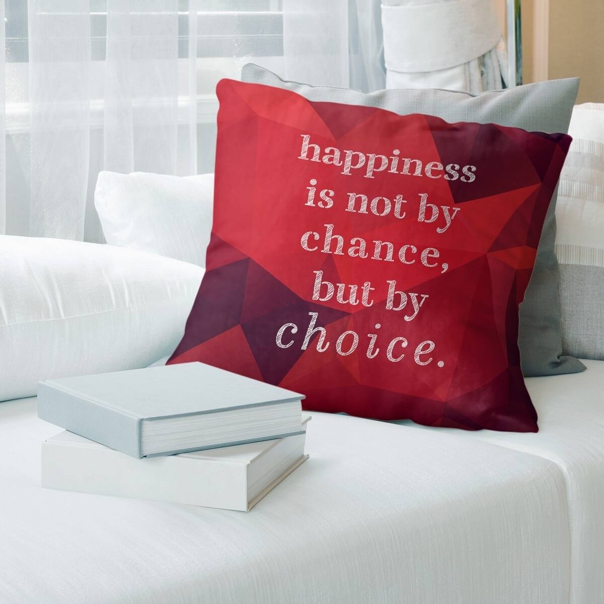 Quotes Faux Gemstone Happiness Inspirational Quote PillowSpun