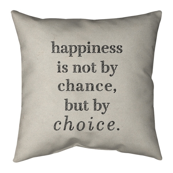 Quotes Handwritten Happiness Inspirational Quote Pillow (w/Rmv Insert)-Spun Poly
