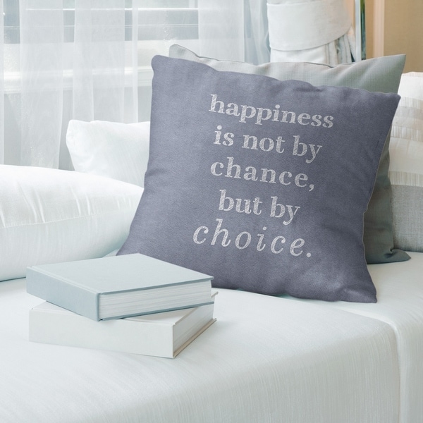 Quotes Handwritten Happiness Inspirational Quote Pillow (w/Rmv Insert)-Spun Poly