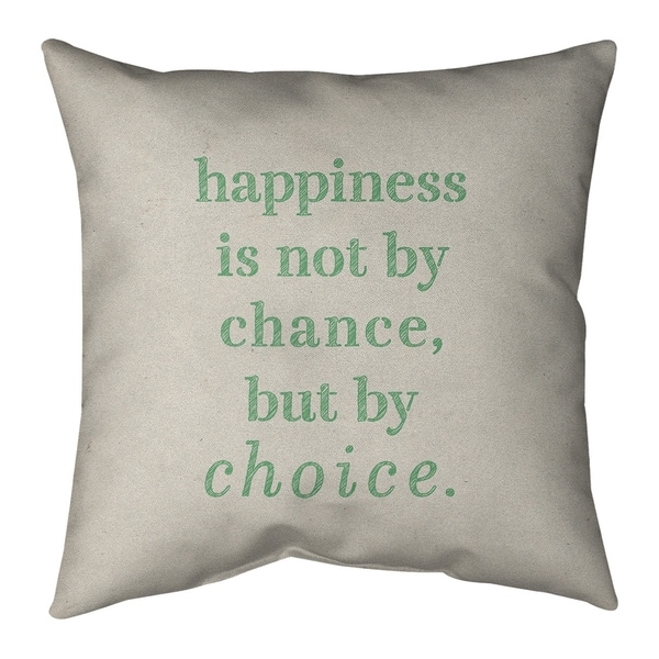 Quotes Handwritten Happiness Inspirational Quote Pillow (w/Rmv Insert)-Spun Poly