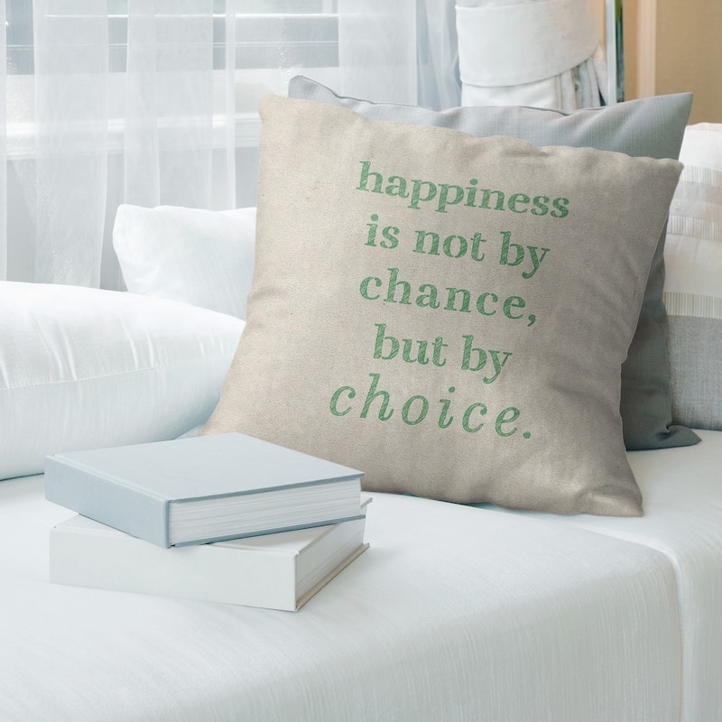 Quotes Handwritten Happiness Inspirational Quote Pillow-Spun Polyester - 26 x 26 - Square - Knife Edge - Large - Polyester - N/A - Accent