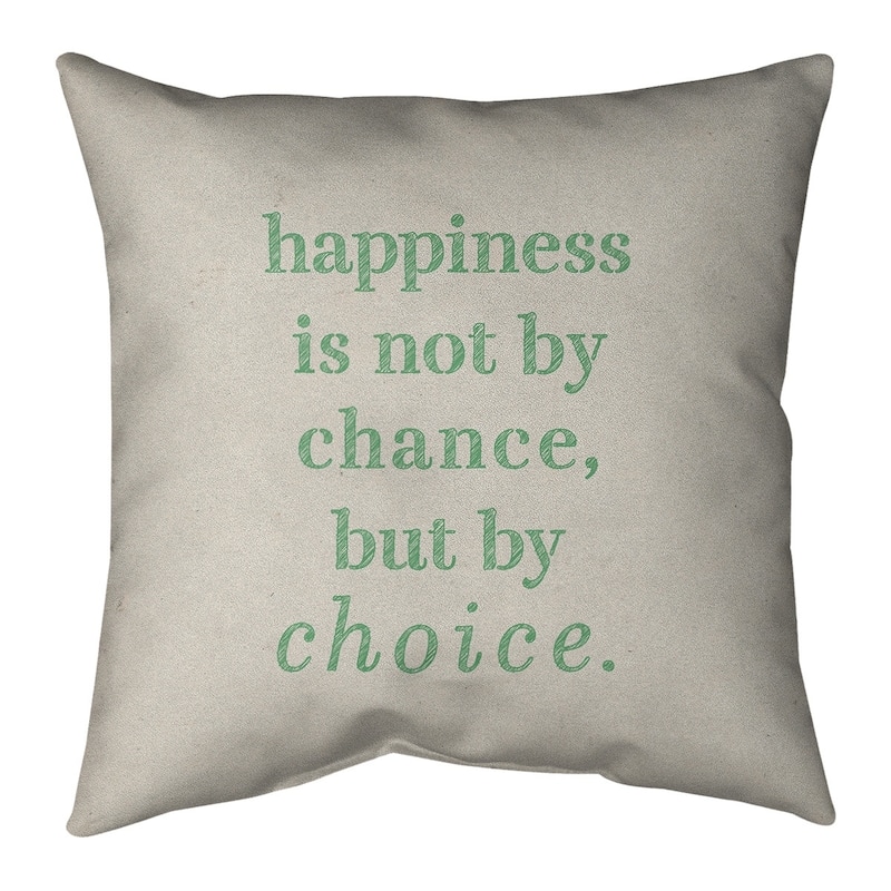 Quotes Handwritten Happiness Inspirational Quote Pillow-Spun Polyester - 14 x 14 - Square - Knife Edge - Medium - Polyester - N/A - Accent