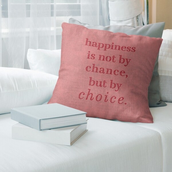 Quotes Handwritten Happiness Inspirational Quote Pillow (Indoor/Outdoor)